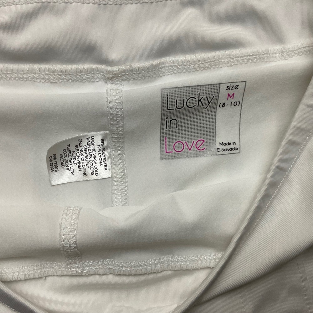 Lucky in Love Linen Nouveau Pleated Tennis Skort Womens Medium White Rainbow Hem - Picture 3 of 6